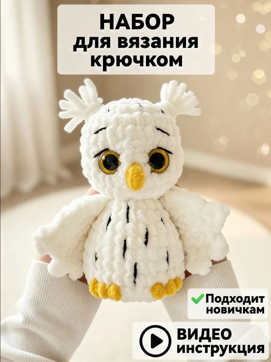Набор для вязания игрушки крючком Сова