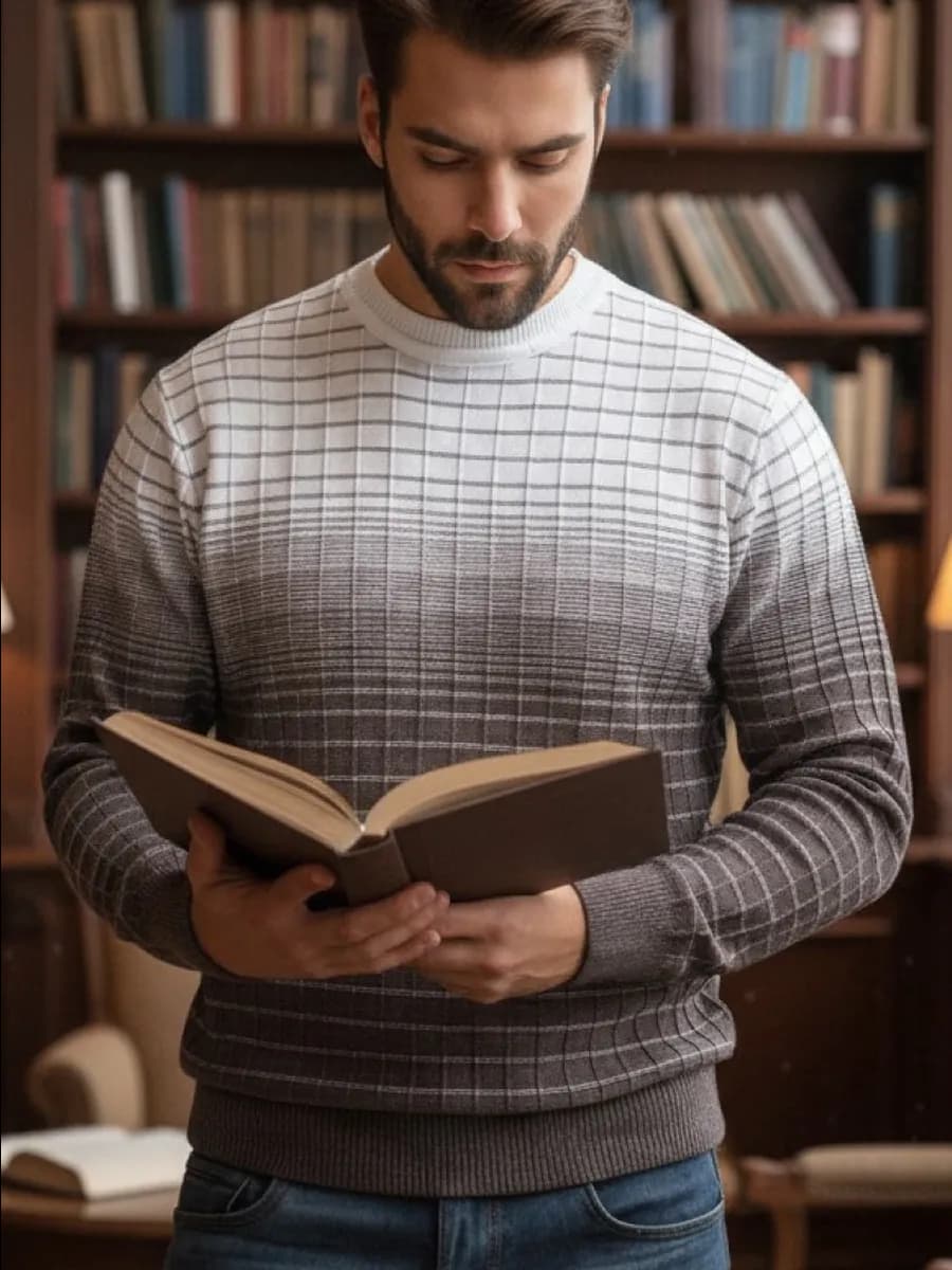 Джемпер больших размеров теплый вязаный бежевый