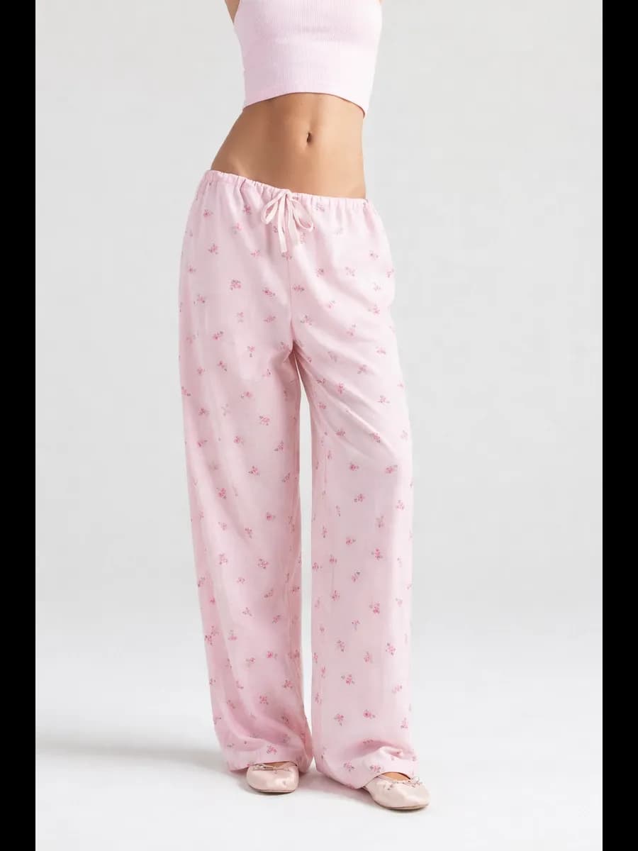 Брюки женские домашние хлопок с принтом на 8 Марта