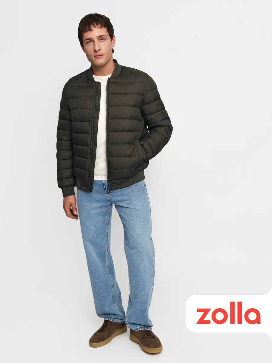 Мужская куртка-бомбер с воротником