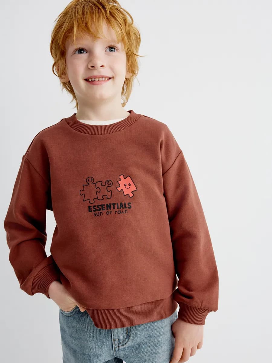 Свитшот оверсайз из хлопка с принтом