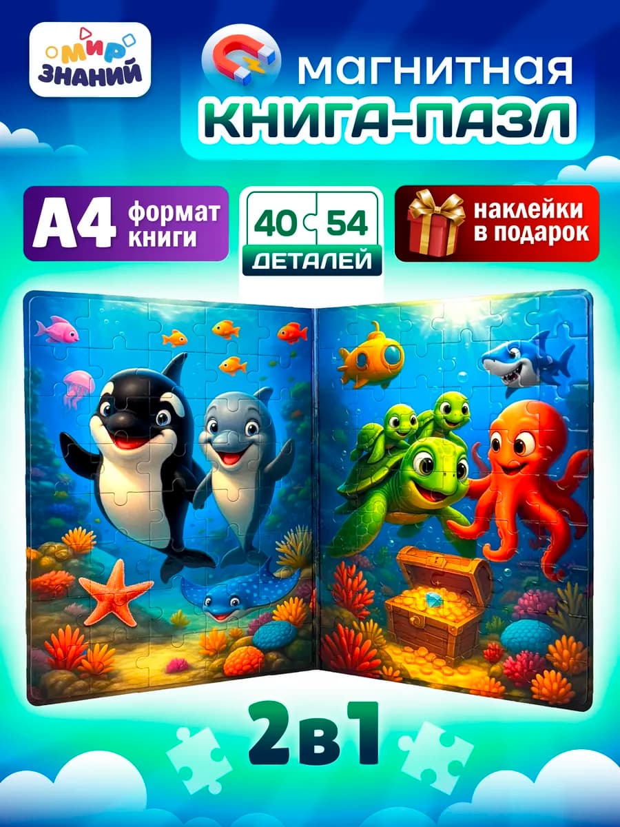 Магнитные пазлы для детей развивающая книга 2в1 А4