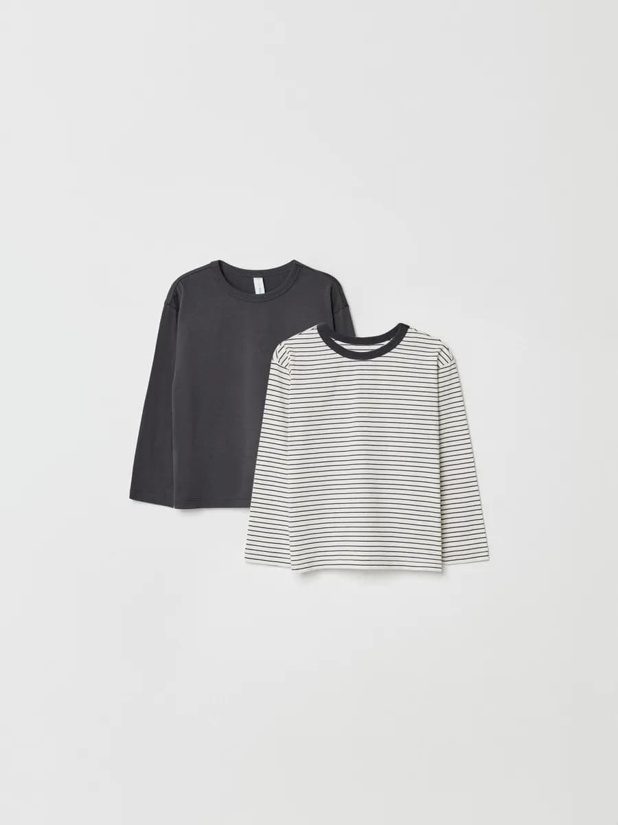 Лонгслив хлопковый с принтом в наборе из 2 шт