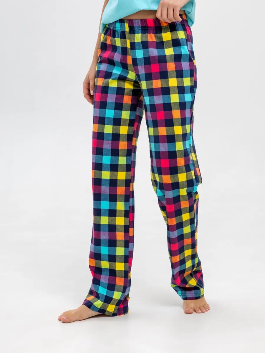 Брюки домашние трикотажные в клетку