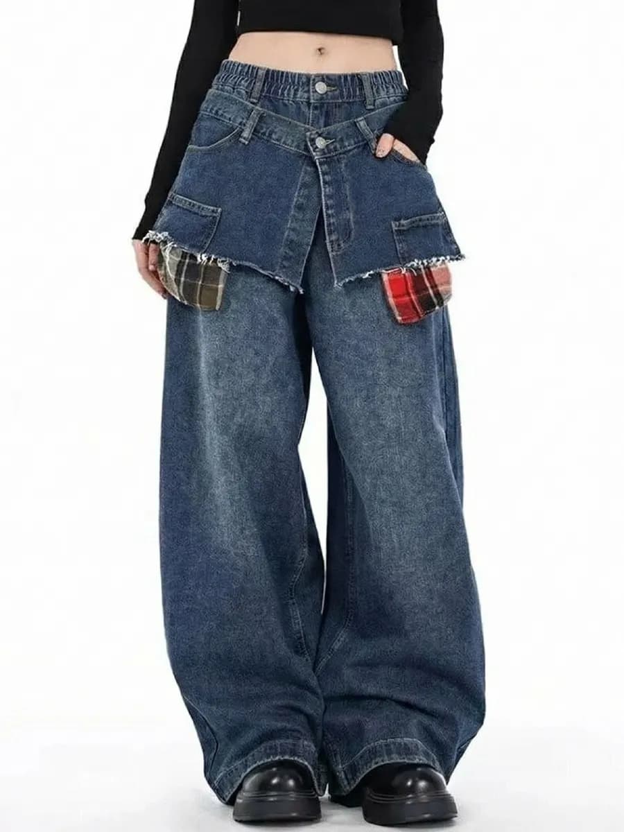 Утепленные джинсы на резинке багги