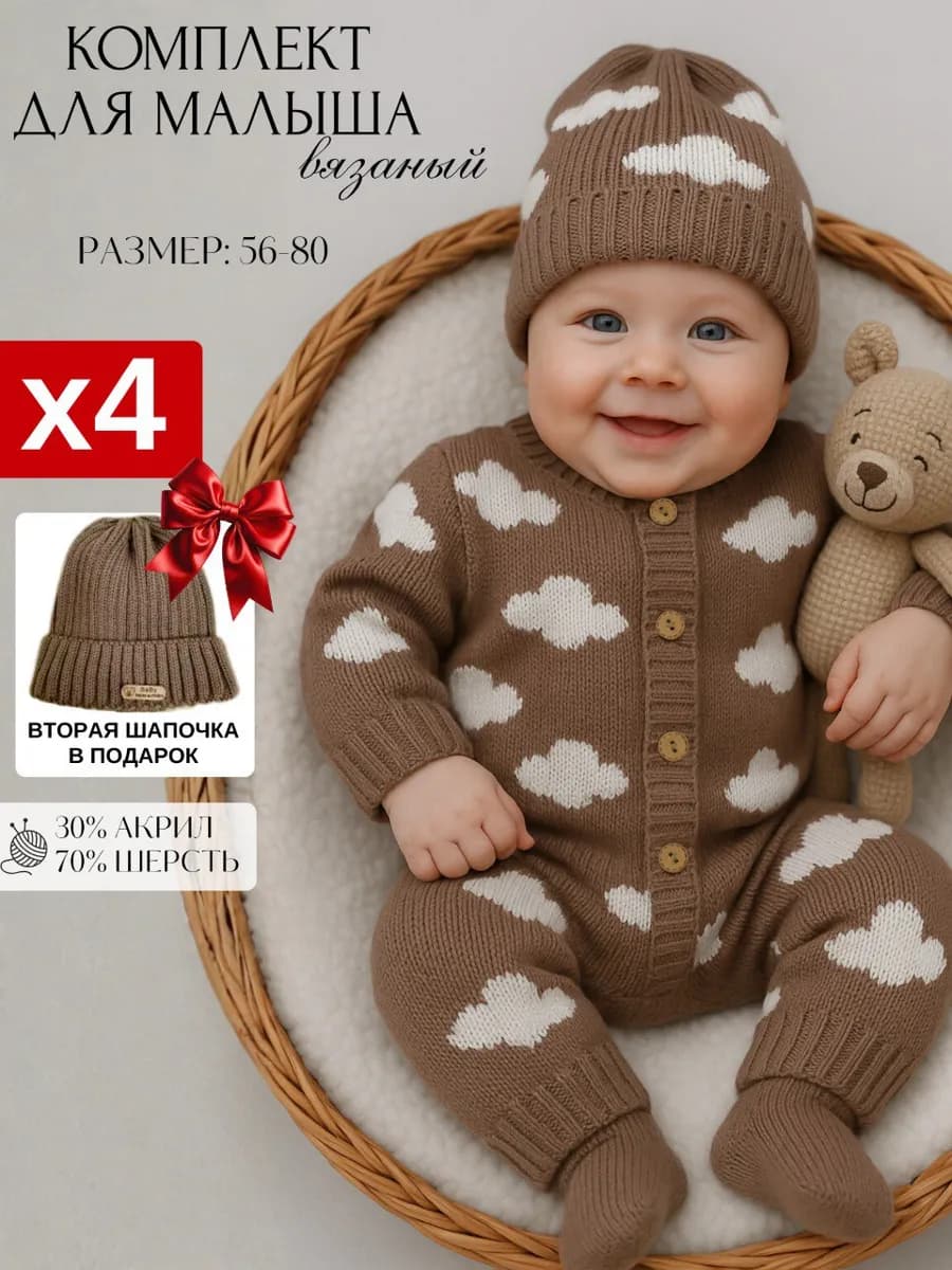 Вязаный костюм для новорожденного малыша