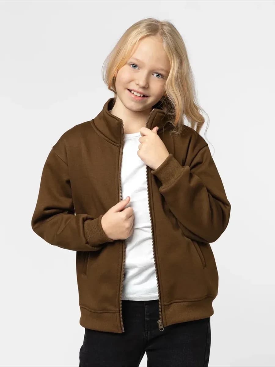 Толстовка на молнии с начесом и воротником стойкой