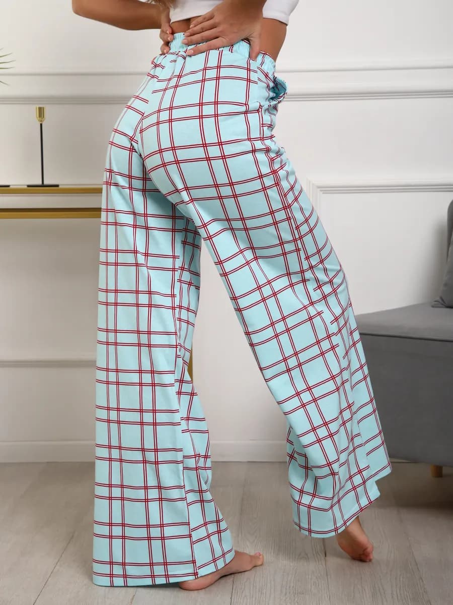 Брюки палаццо домашние пижамные больших размеров