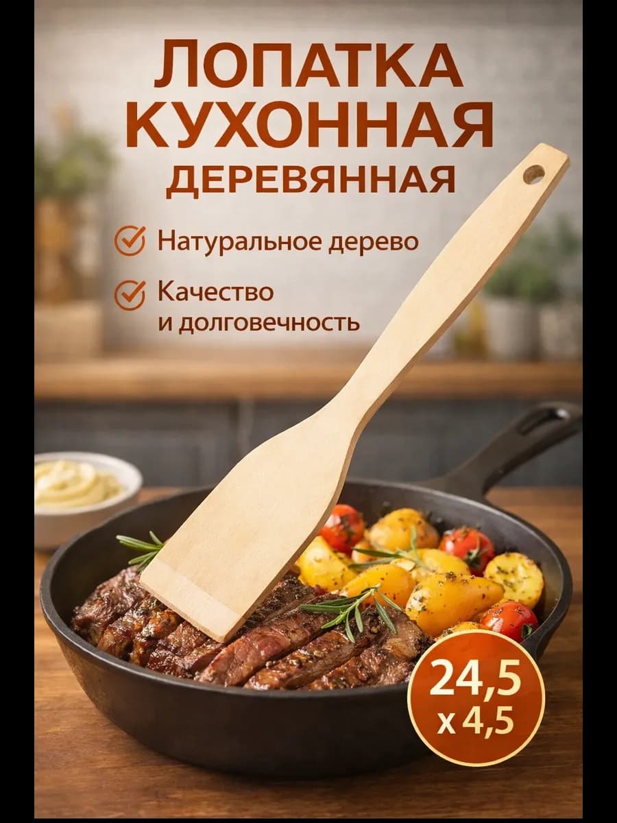 Лопатка кухонная деревянная «Берёза ЛЮКС» 24 5×4 5×0 4 см