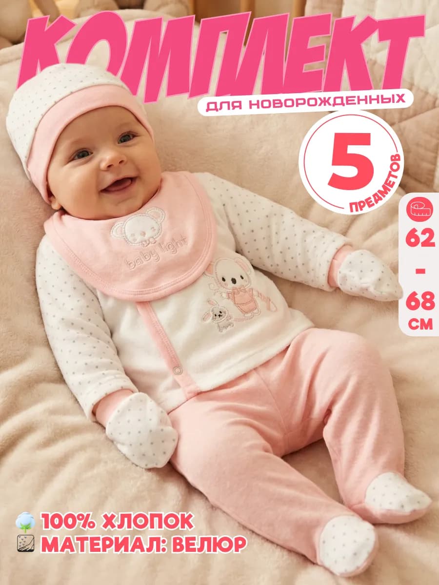 Комплект для новорожденных на выписку из велюра