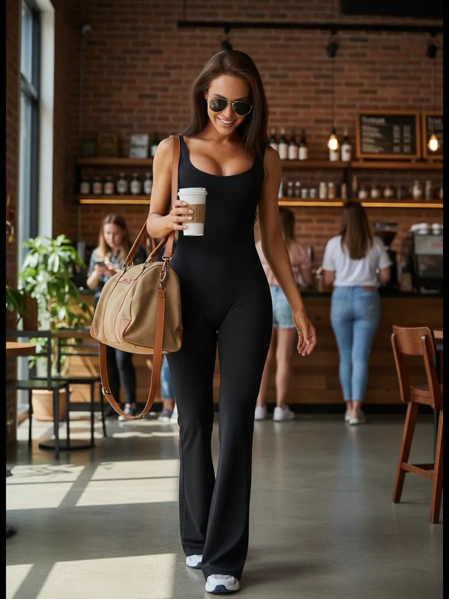 Комбинезон спортивный утягивающий клеш фитнеса йоги танцев