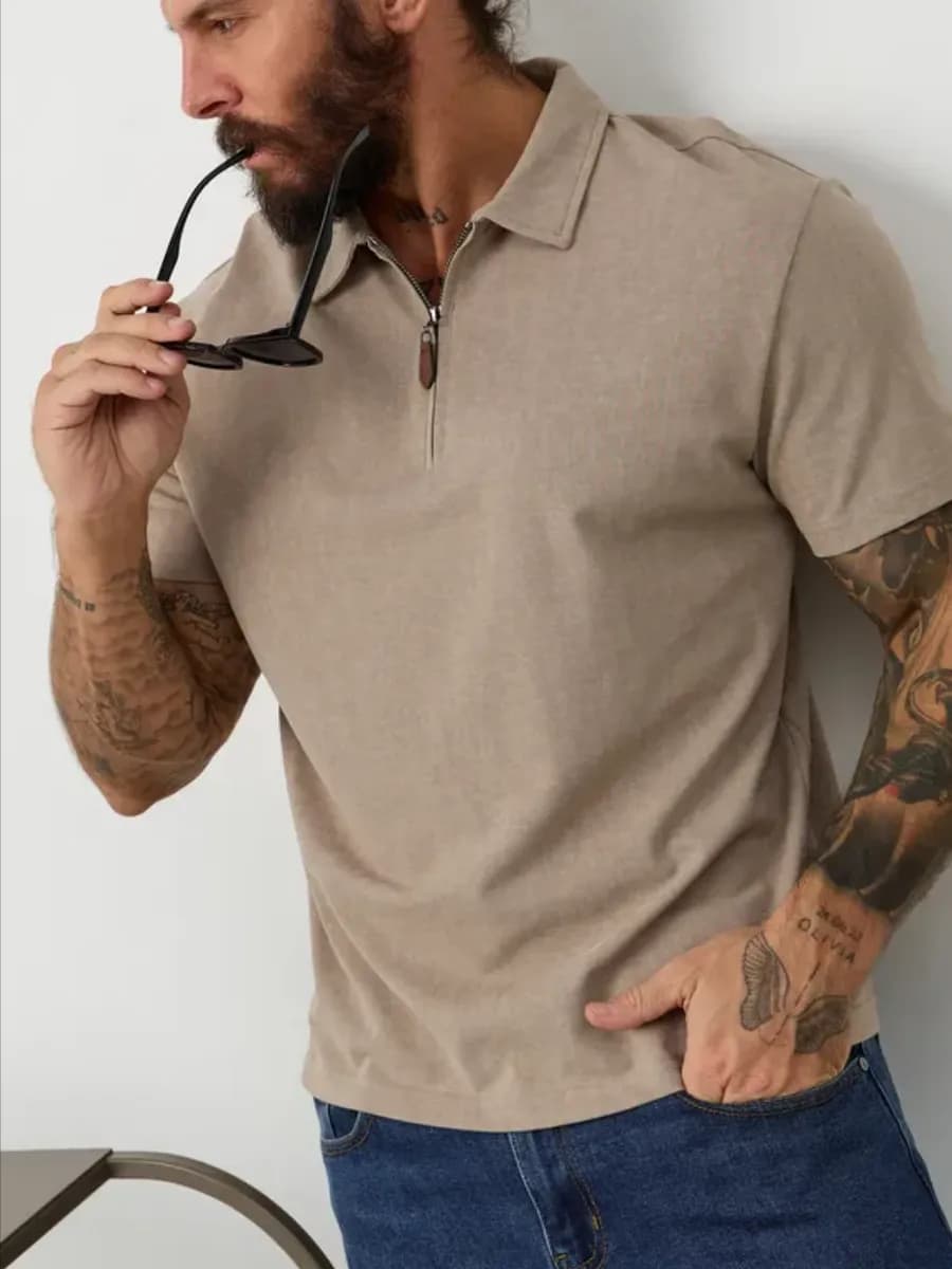 Рубашка поло на молнии мужская