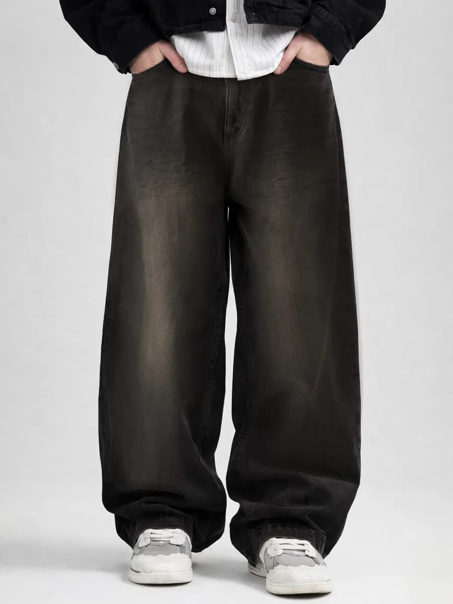 Джинсы багги подростковые широкие