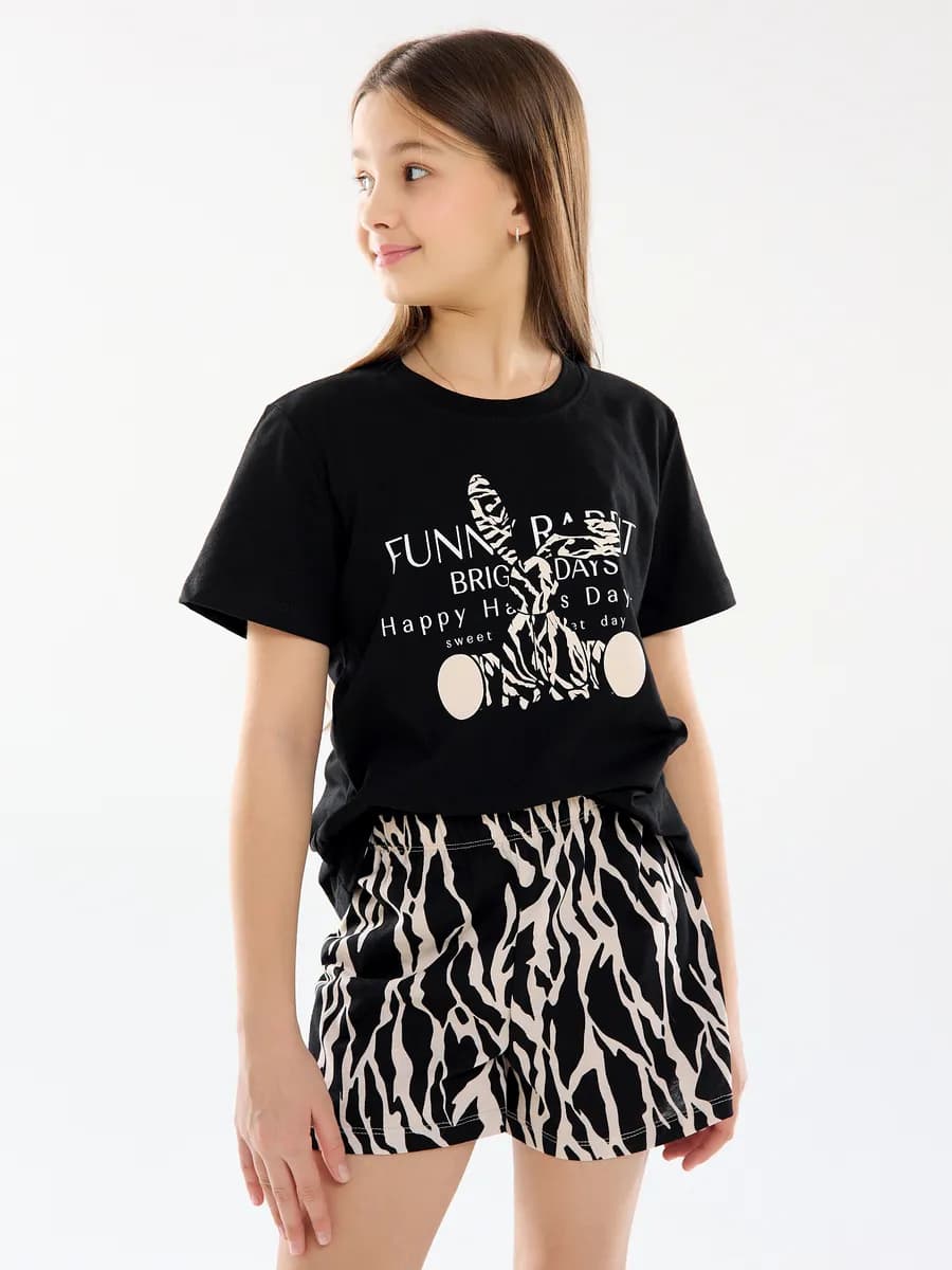 Пижама с шортами и футболкой с коротким рукавом домашняя