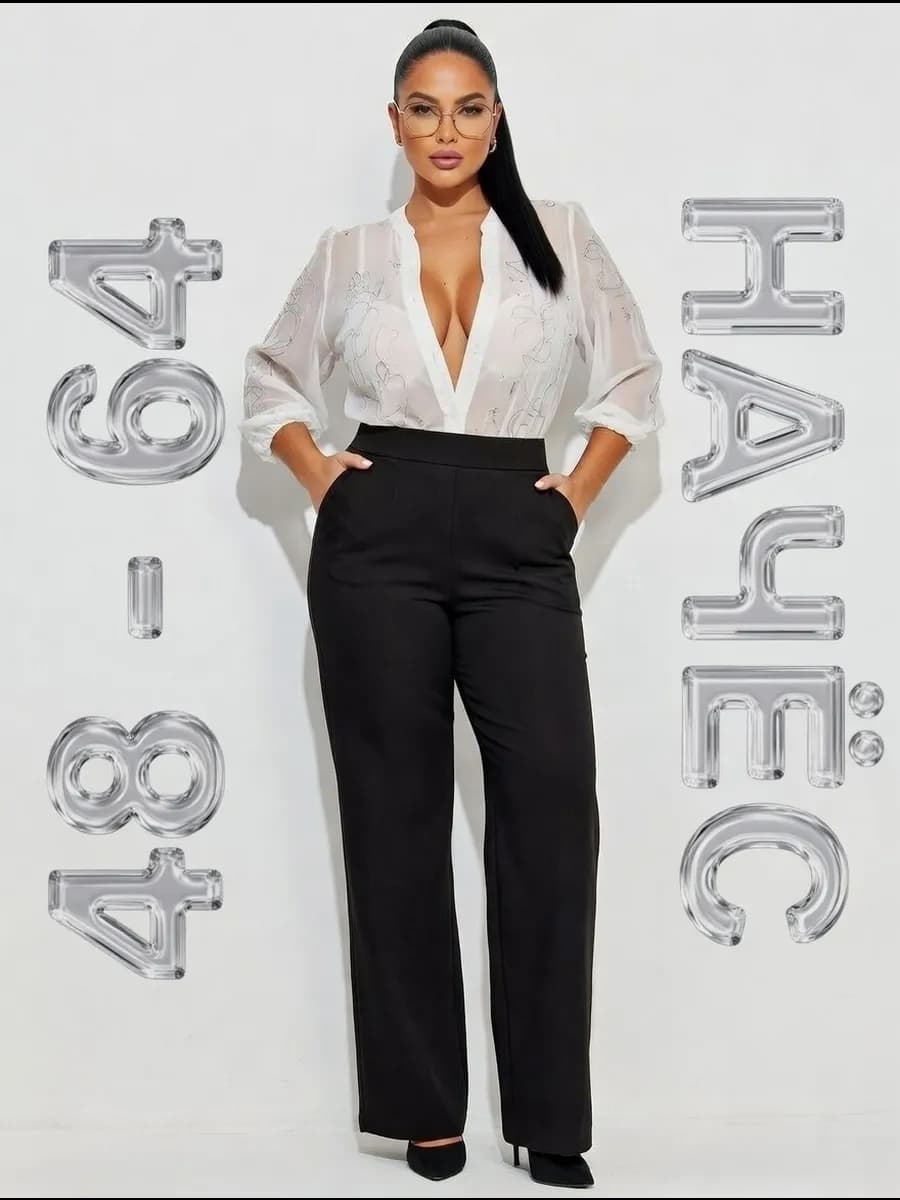 Классические брюки больших размеров с начесом - Палаццо