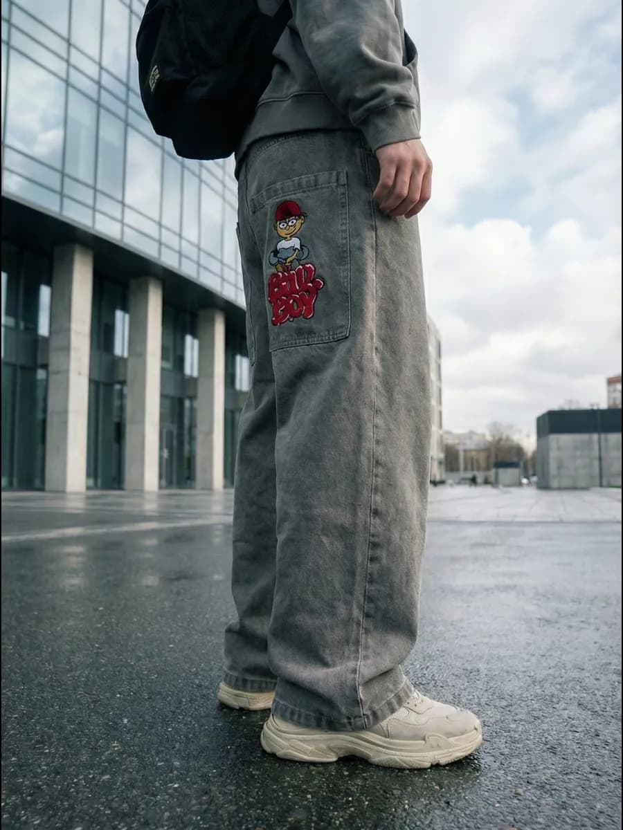 Джинсы трубы широкие оверсайз прямые sk8 y2k