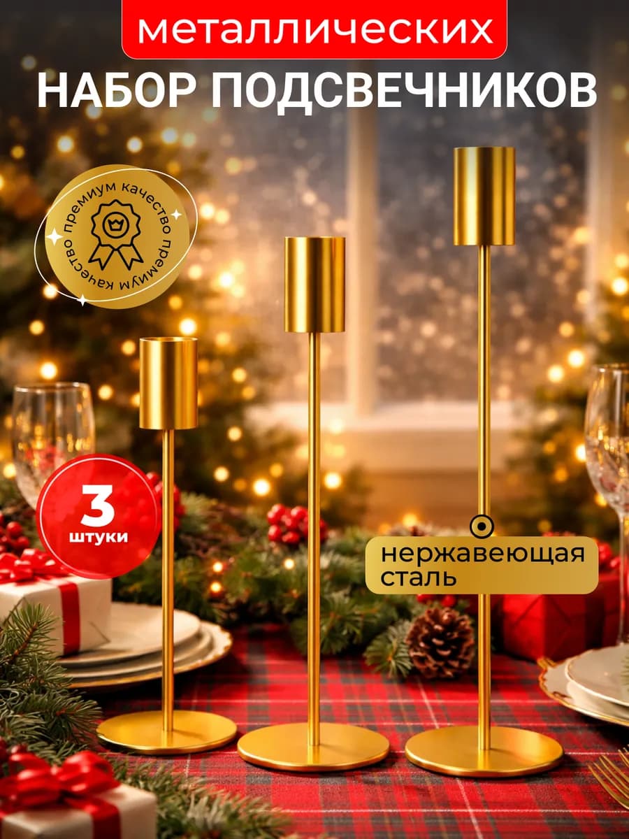 Подсвечники набор 3 шт