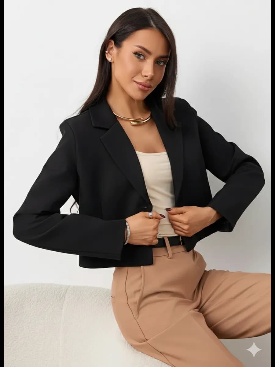 Укороченный пиджак оверсайз короткий блейзер