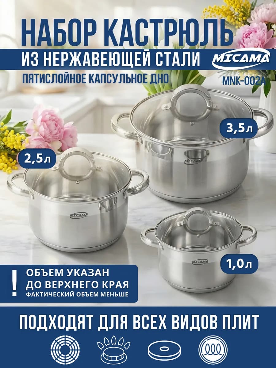 Набор кастрюль из нержавеющей стали