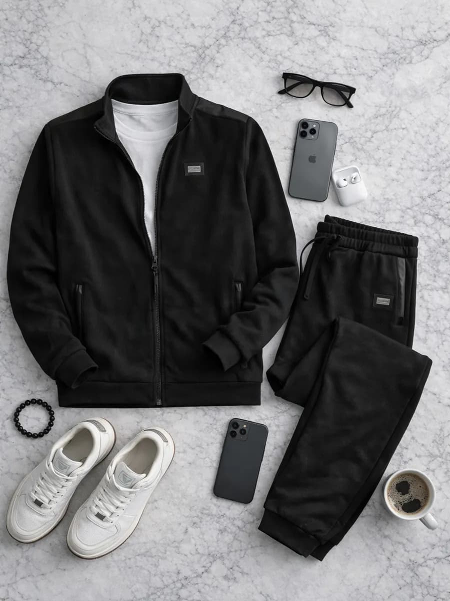 Спортивный костюм вельветовый с кожаными ставками на плечах