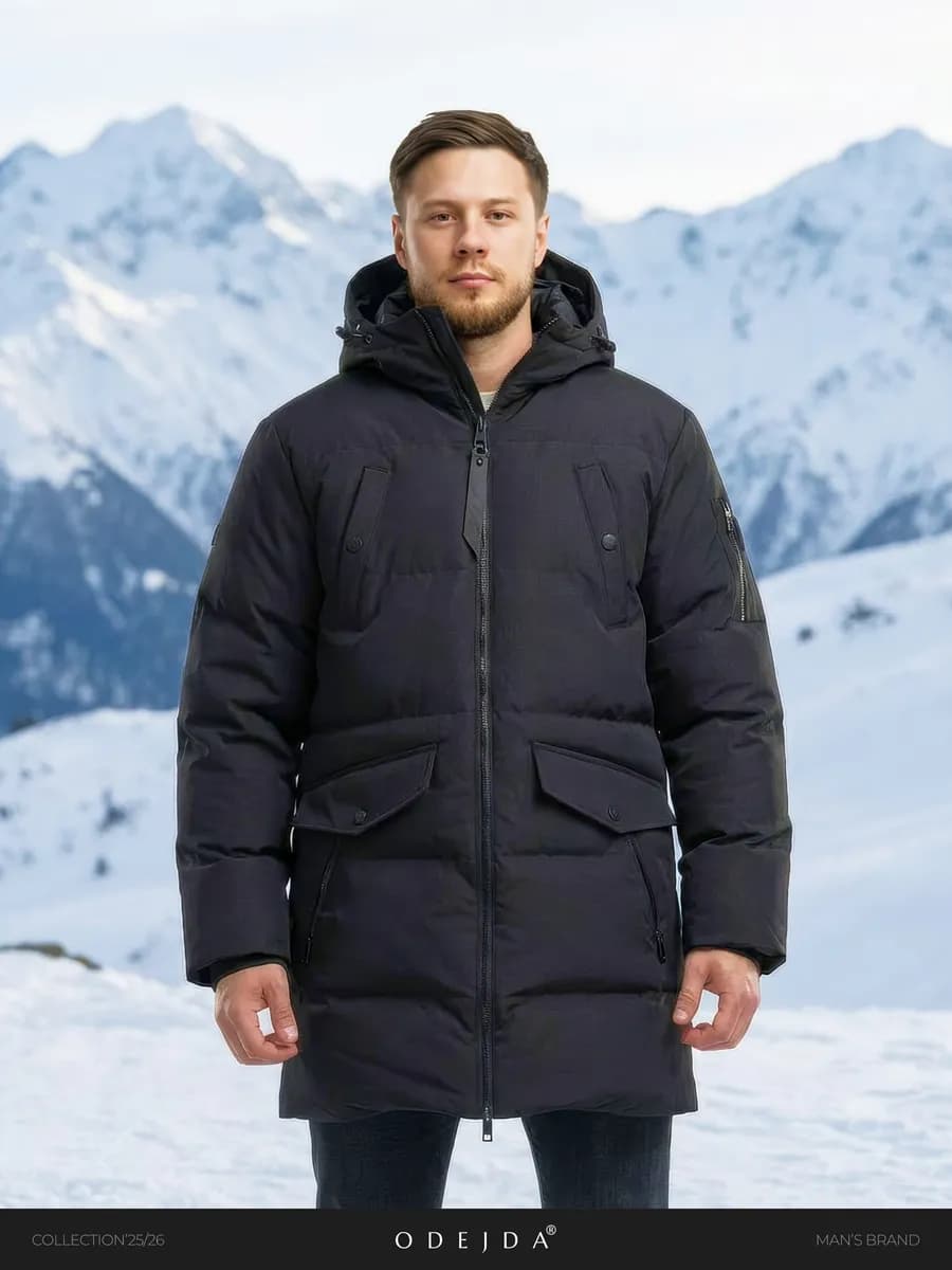 Куртка зимняя удлиненная с капюшоном