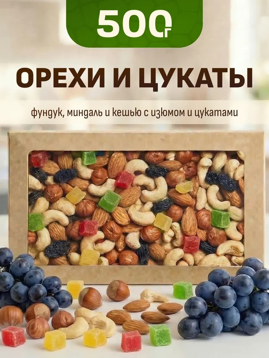 Смесь орехов с изюмом и цукатами