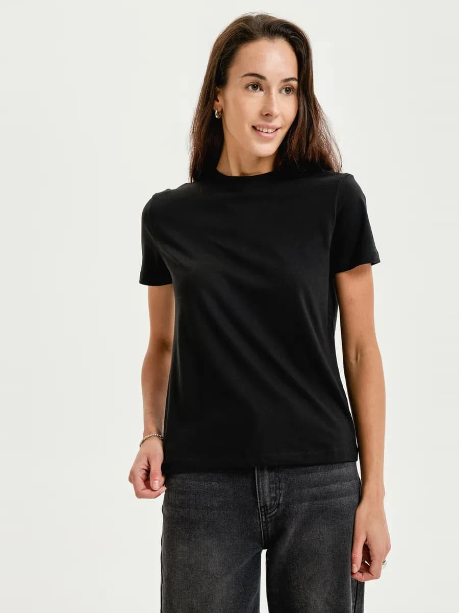 Женская футболка из хлопка однотонная