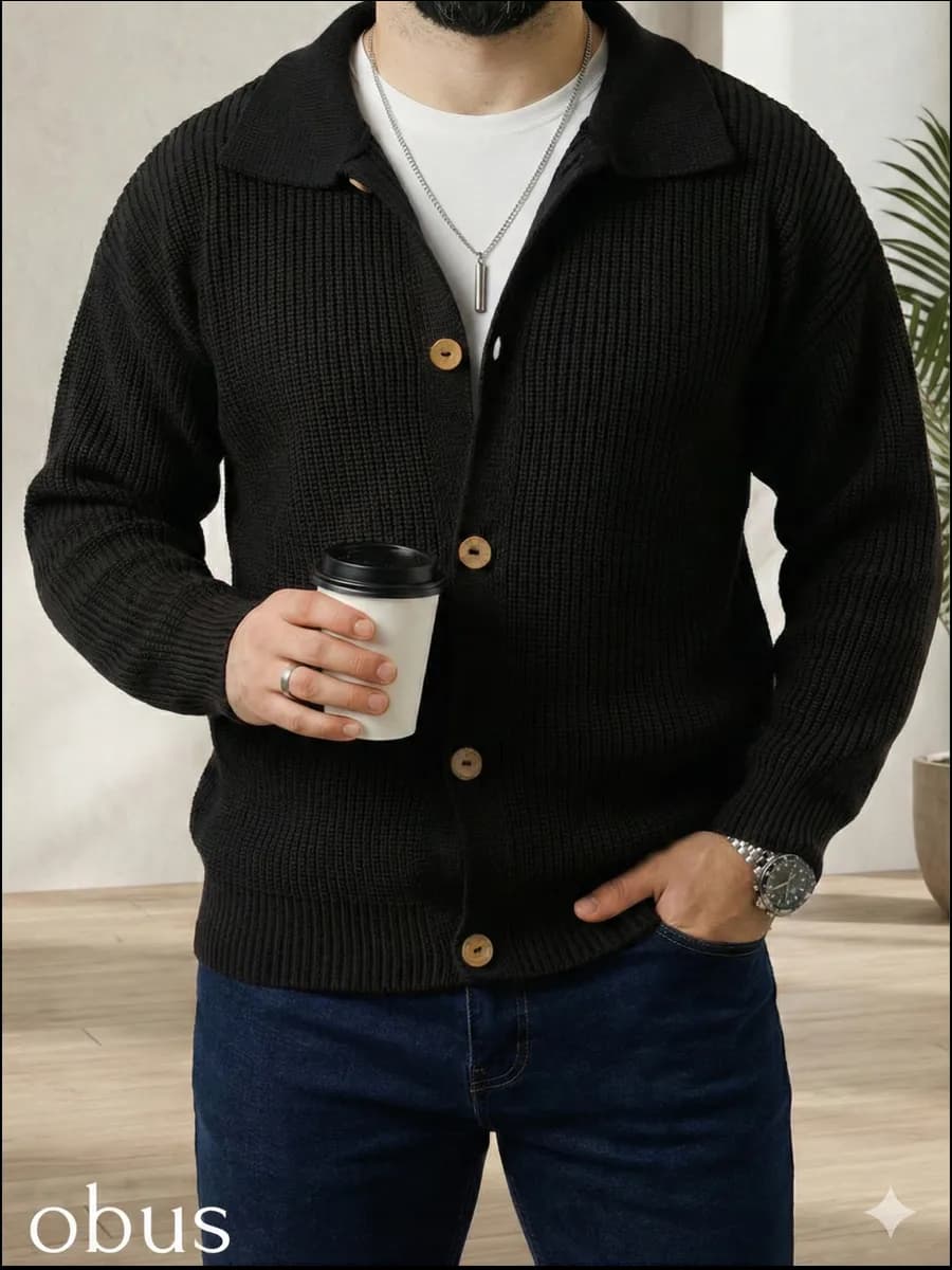 Кардиган вязаный на пуговицах шерстяной поло