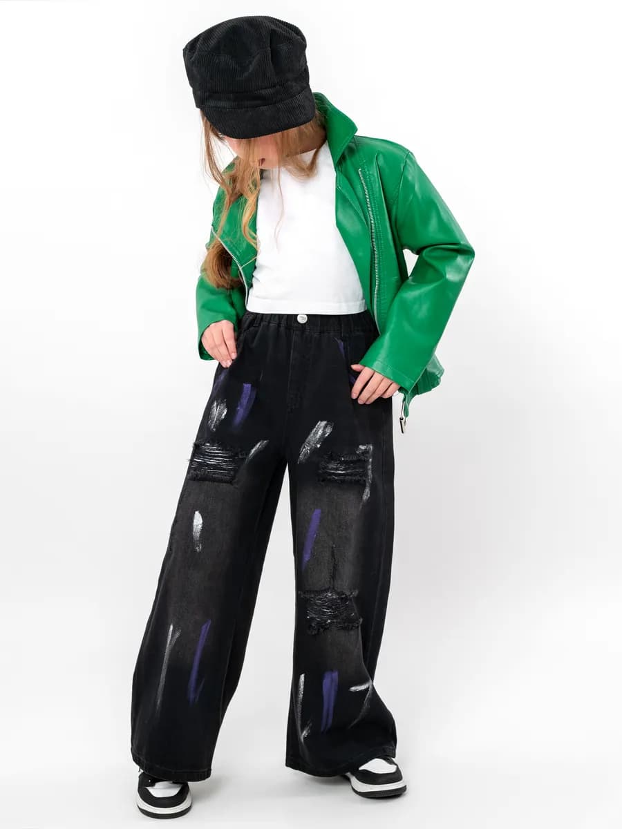 Джинсы детские широкие на резинке