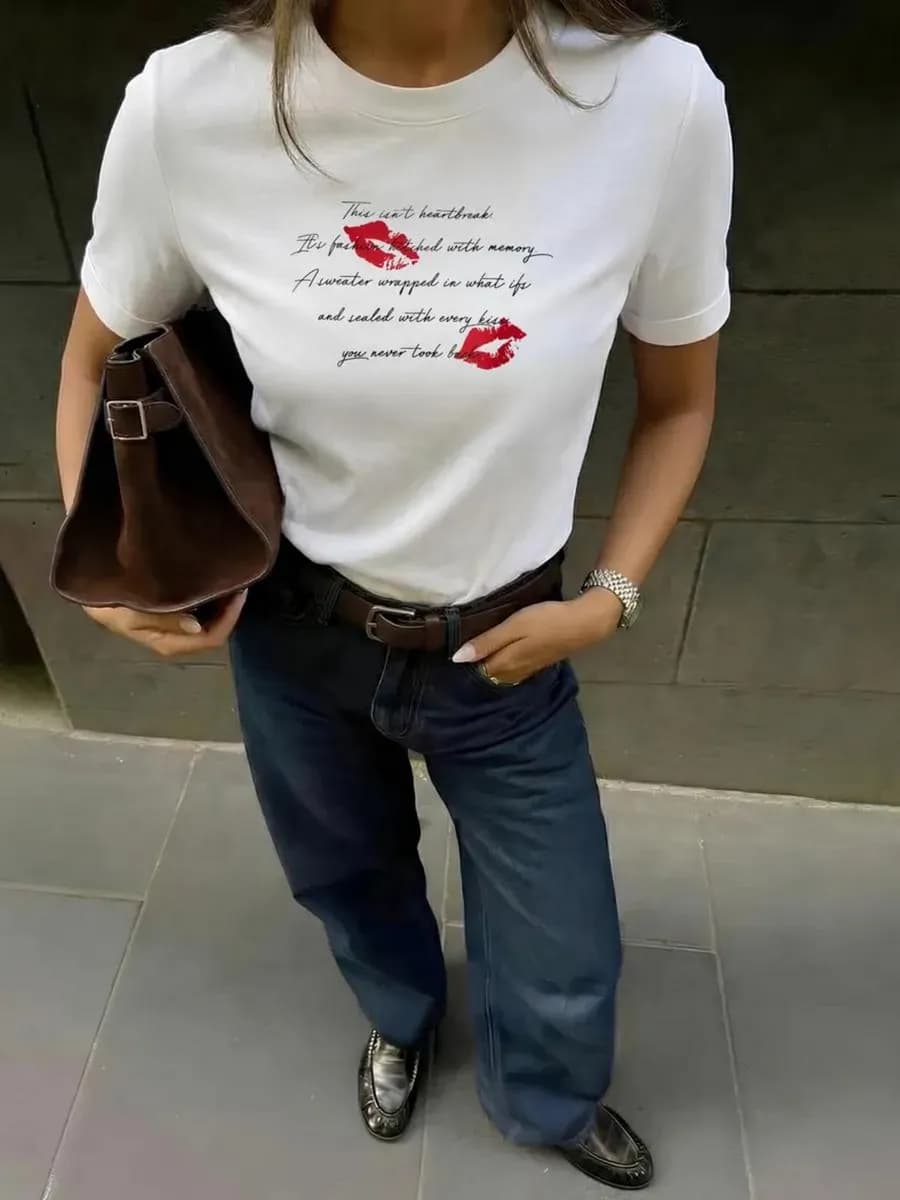 Футболка с принтом базовая хлопок