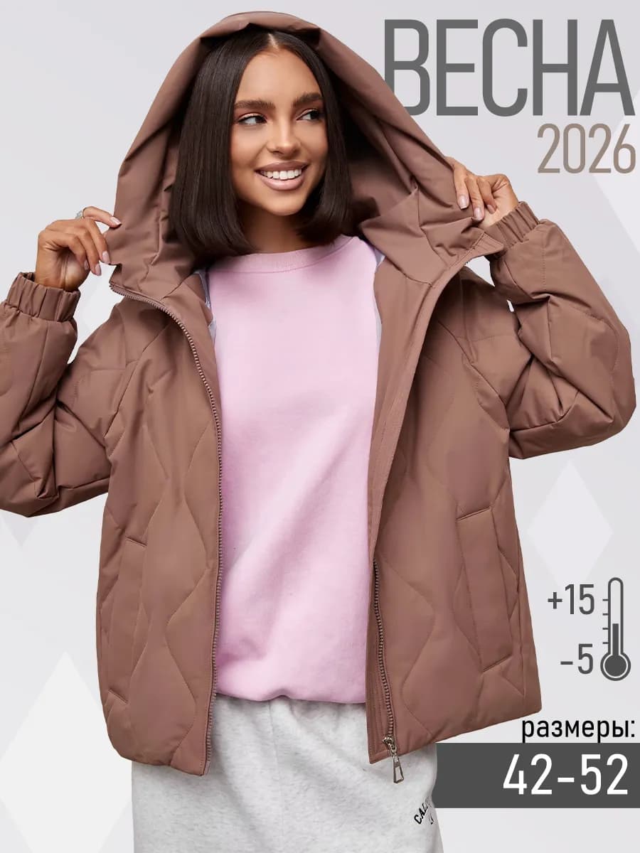 Куртка весенняя бомбер с капюшоном утепленный