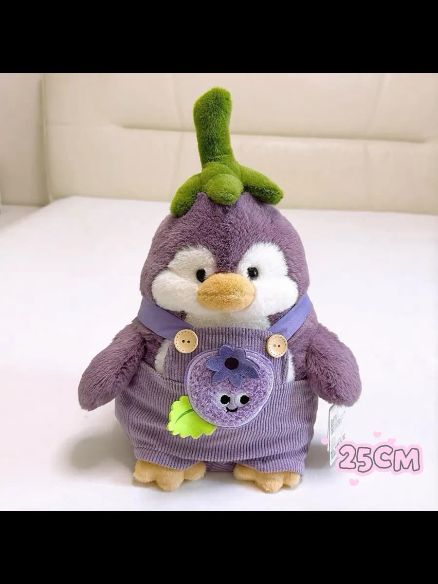 Мягкая плюшевая игрушка пингвин в комбинезоне пушистый