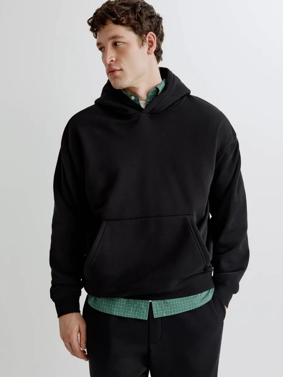 Утепленная толстовка худи базовая с капюшоном