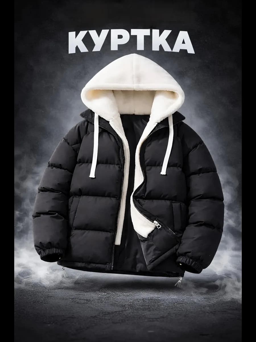 Куртка зимняя с меховым капюшоном