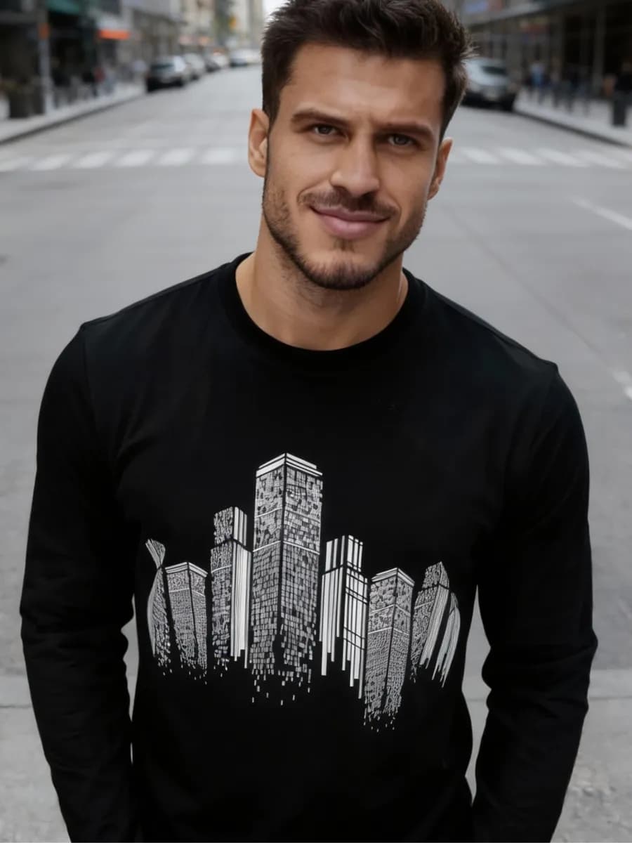 Лонгслив однотонный с длинным рукавом