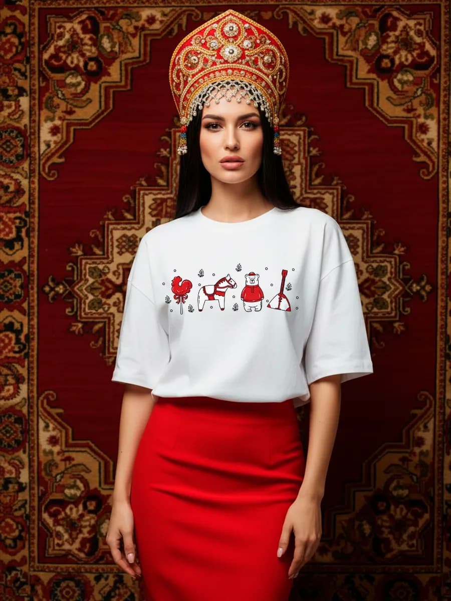 Футболка с принтом русский стиль