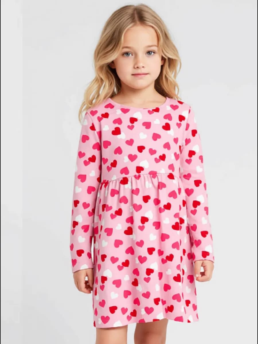 Платье для девочки с длинным рукавом в сад и для дома