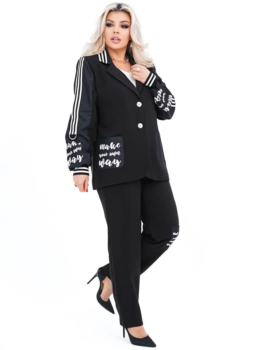 Костюм двойка брючный офисный нарядный больших размеров