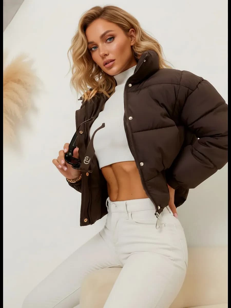 Куртка демисезонная без капюшоном оверсайз короткая