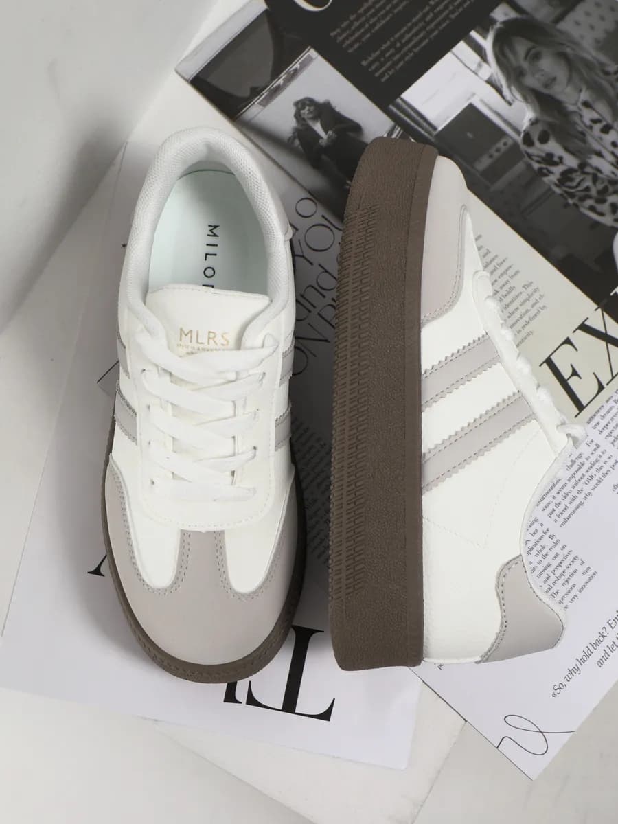 Кеды самба на высокой платформе белые