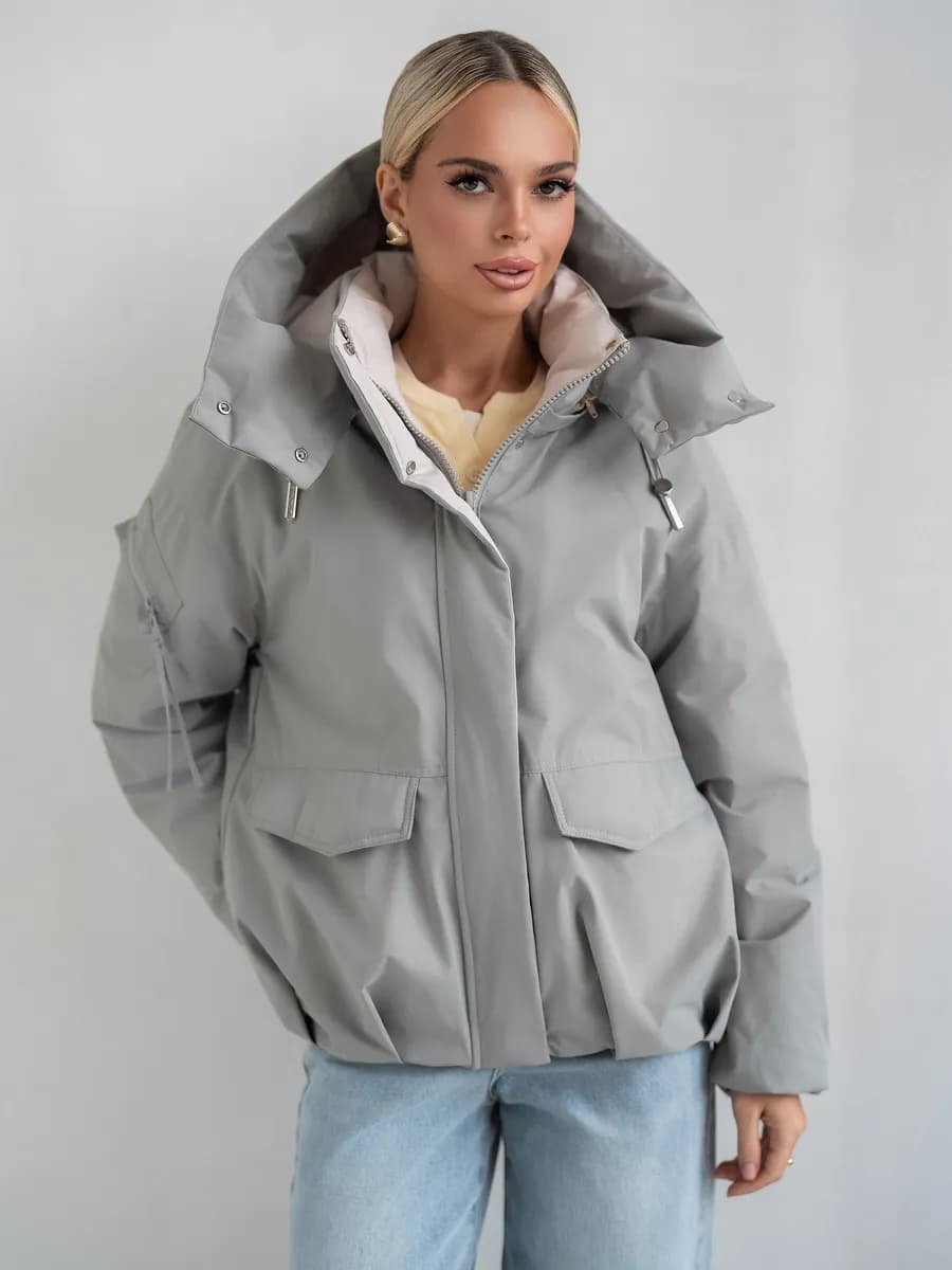 Куртка весенняя с капюшоном оверсайз