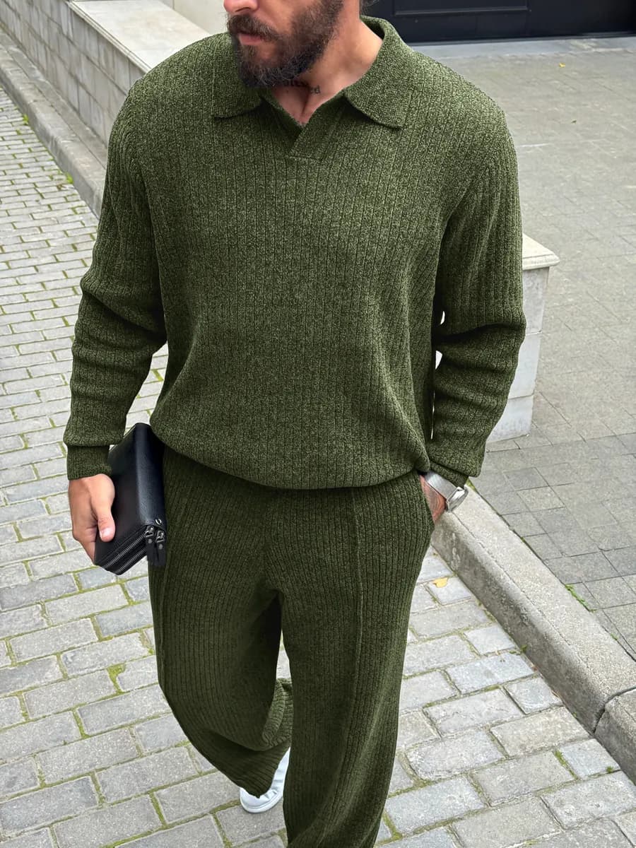 Костюм c воротником Casual с брюками вельветовый