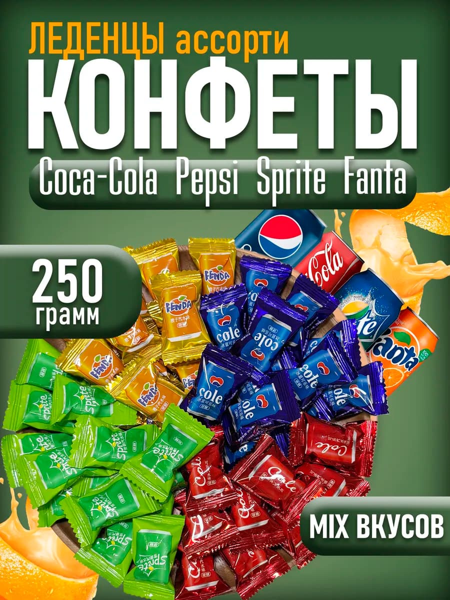 Карамель со вкусом газировка 250гр