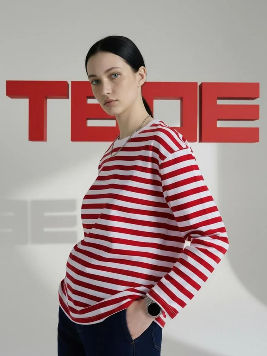 Лонгслив оверсайз в полоску