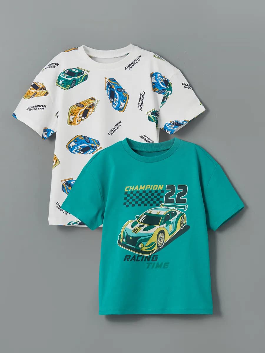 Футболки с принтом для мальчиков, упаковка 2 шт