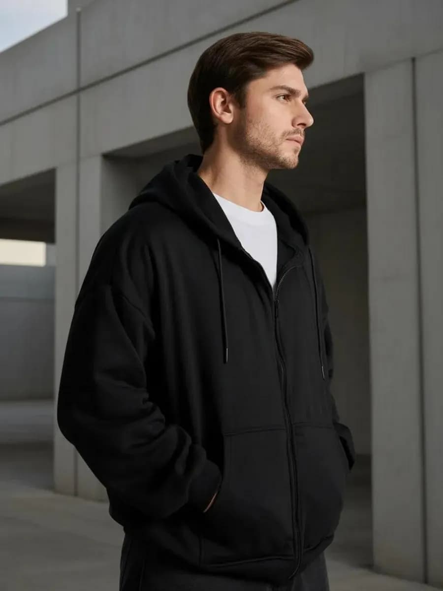 Зип худи оверсайз с флисовой подкладкой