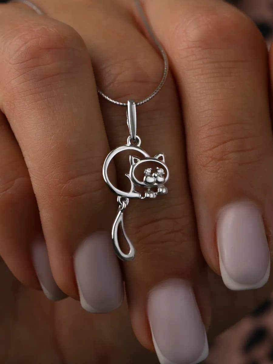 Подвеска женская Кошка серебро 925