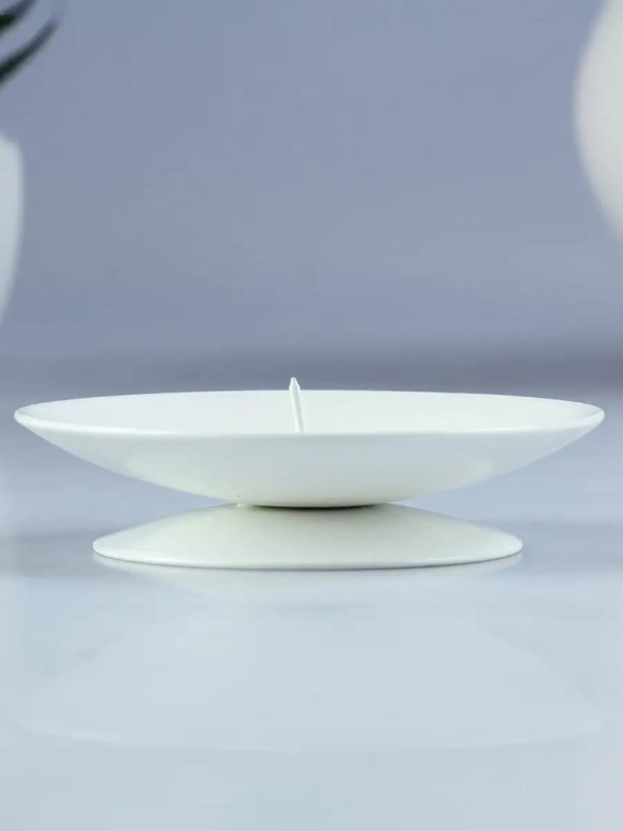 Подсвечник металл на 1 свечу "Лотос", 2х7,5 см, белый