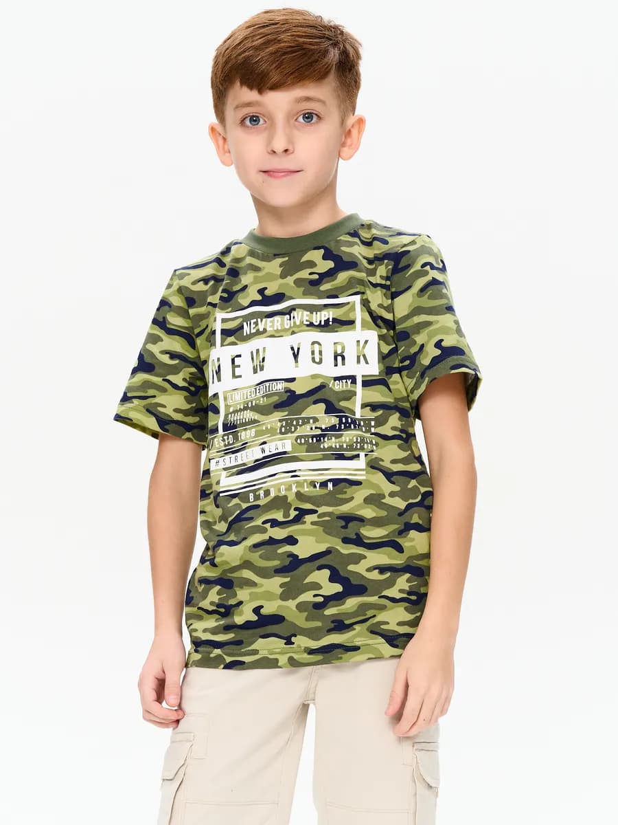 Футболка камуфляжная хаки для подростка