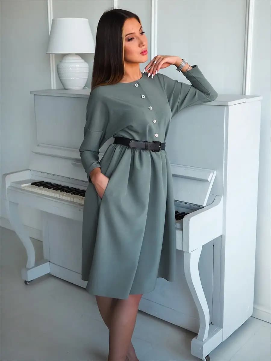 Офисное платье праздничное с завышенной талией